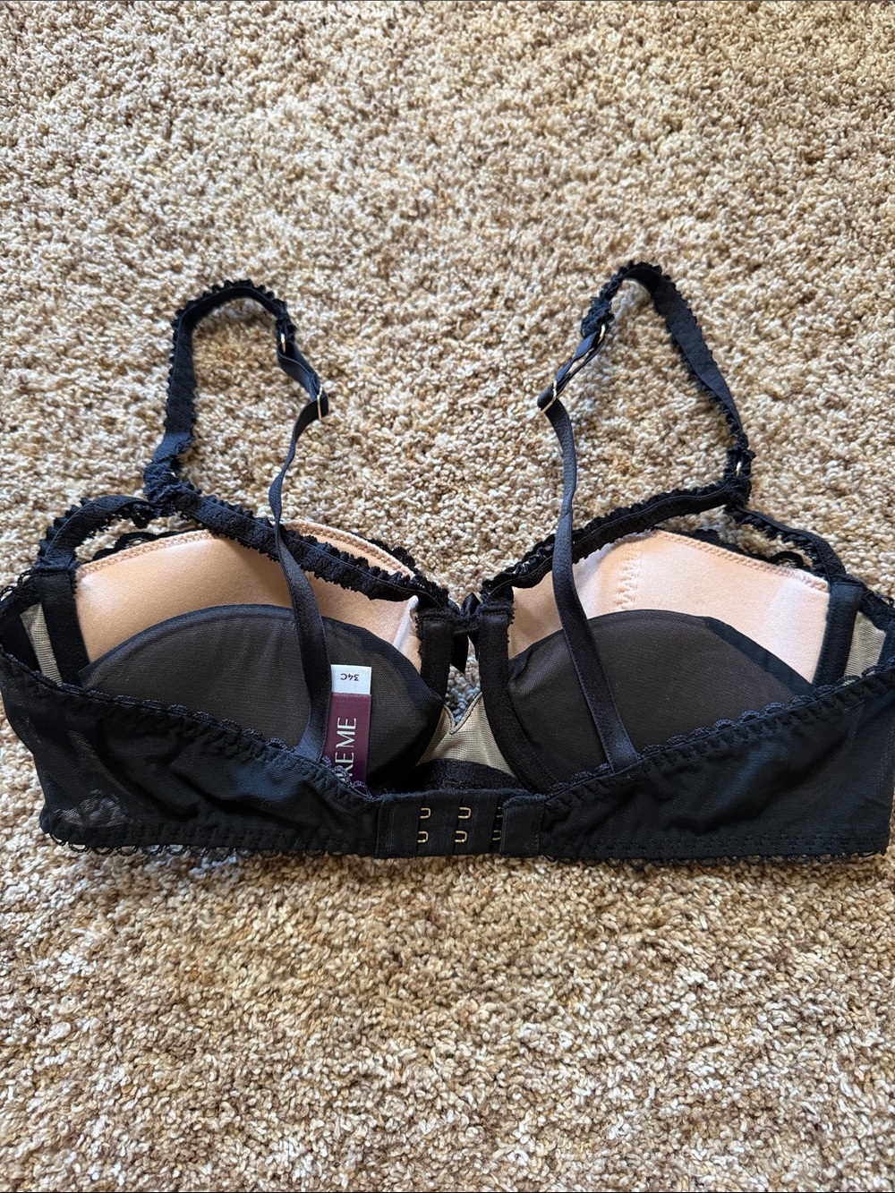 Adore Me Black Lace Underwire Push-Up Bra - Women Intimates - Picture 2 of 2